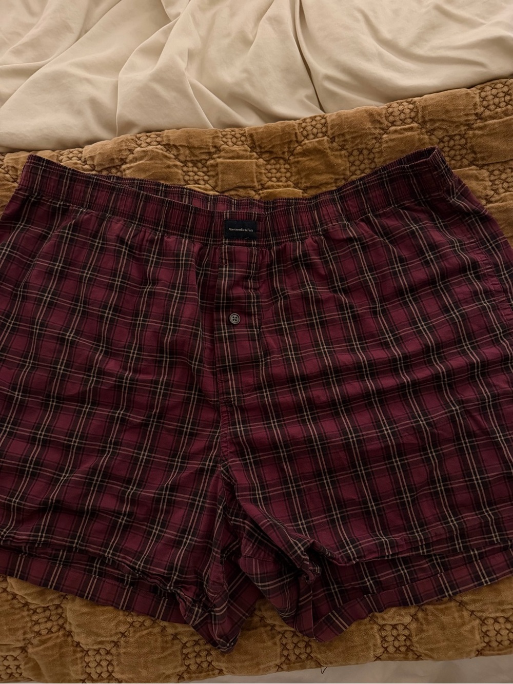 Abercrombie & Fitch Maroon Plaid Men's Boxer Shorts